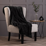 Luxury Fleece Thermal Blanket/Throw 180cm x 200cm - Black