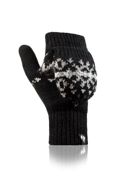 Ladies Heather Converter Mittens - Black