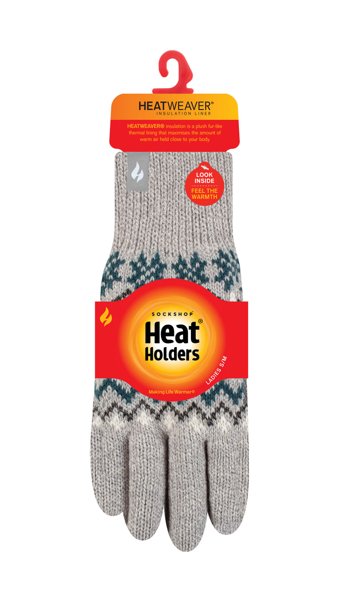 Ladies Avens Thermal Gloves Light Grey Heat Holders