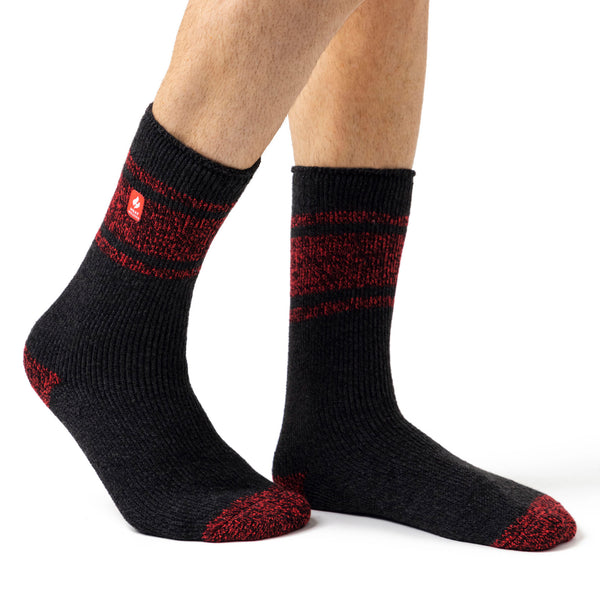 Mens Original Athens Stripe Socks - Charcoal & Red