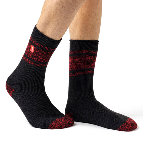 Mens Original Athens Stripe Socks - Charcoal & Red