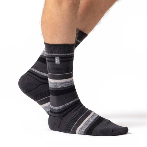 Mens Ultra Lite Goldcrest Stripe Socks - Charcoal