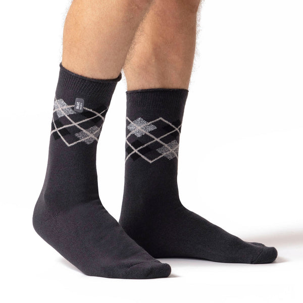 Mens Ultra Lite Jay Argyle Socks - Charcoal