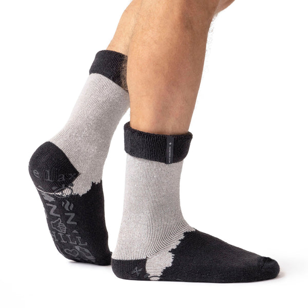 Mens Lite Robin Lounge Socks with Turnover Top - Charcoal