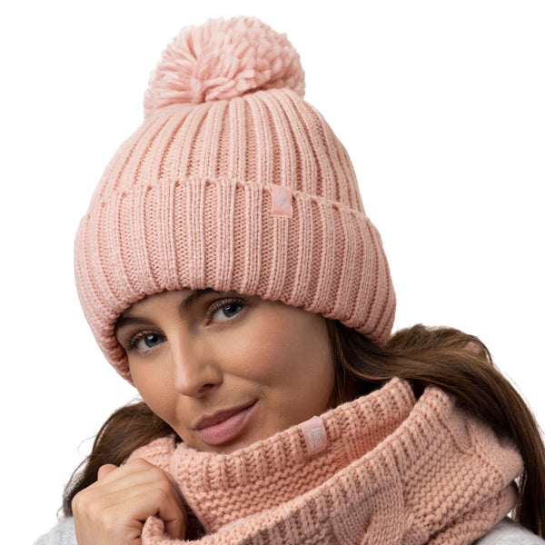 Ladies Arden Pom Pom Hat - Coral