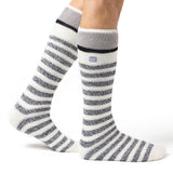 Mens Original Extra Long Ski & Snow Sports Socks - Cream Stripe
