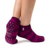 Ladies Original Valencia Stripe Ankle Slipper Socks - Deep Fuchsia & Berry