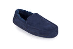 Mens Memory Foam Slippers Navy with Durable Sole