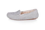 Ladies Memory Foam Slippers Grey with Durable Sole
