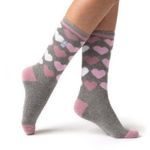 Ladies Lite Paris Hearts Socks - Grey