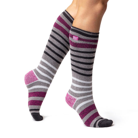 Ladies Lite Stripe Long Socks - Houghton