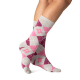 Ladies Lite Jasmine Socks - Pink & Grey Argyle