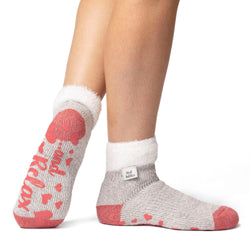 Ladies Original Lounge Socks with Comfy Feather Top - Light Grey