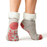 Ladies Original Lounge Socks with Turnover Feather Top - Light Grey