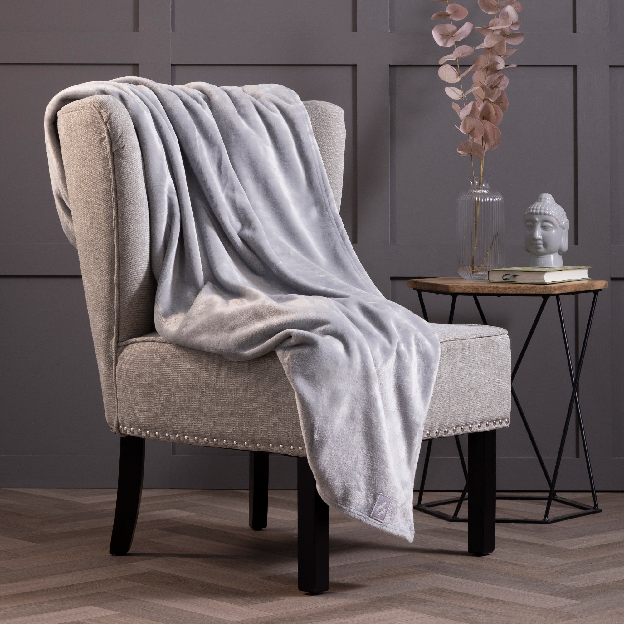 Luxury Fleece Thermal Blanket Throw Ice Grey Heat Holders