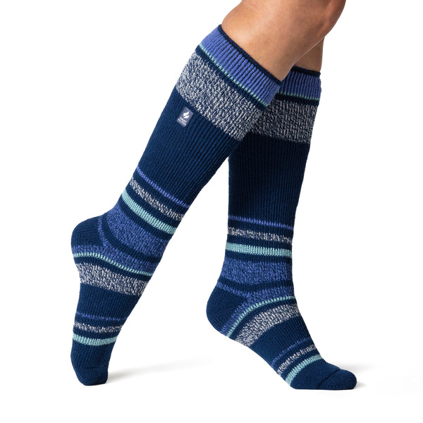 Ladies Original Long Ski & Snow Sports Socks - Indigo