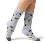 Ladies Lite Inter Galactic Socks - Purple Jacquard