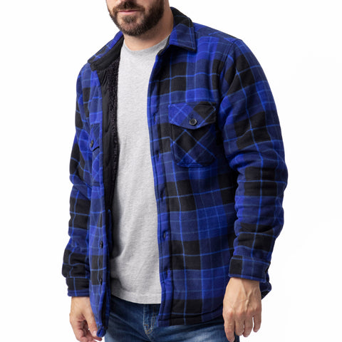 Mens Plaid Lumberjack Shirt Jacket - Cobalt Black