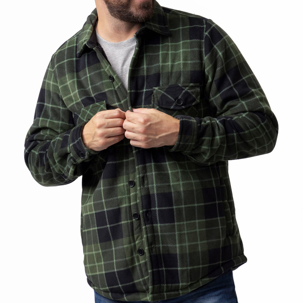 Mens Plaid Lumberjack Shirt Jacket - Hunter Black