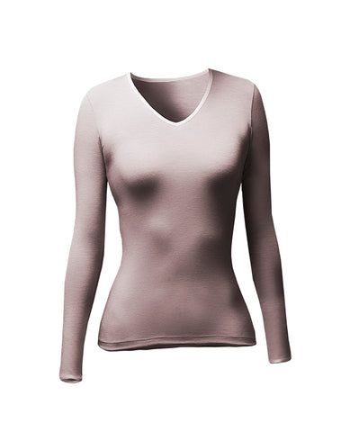 Ladies Lightweight Thermal Long Sleeve Vest - Lilac Blush Marl