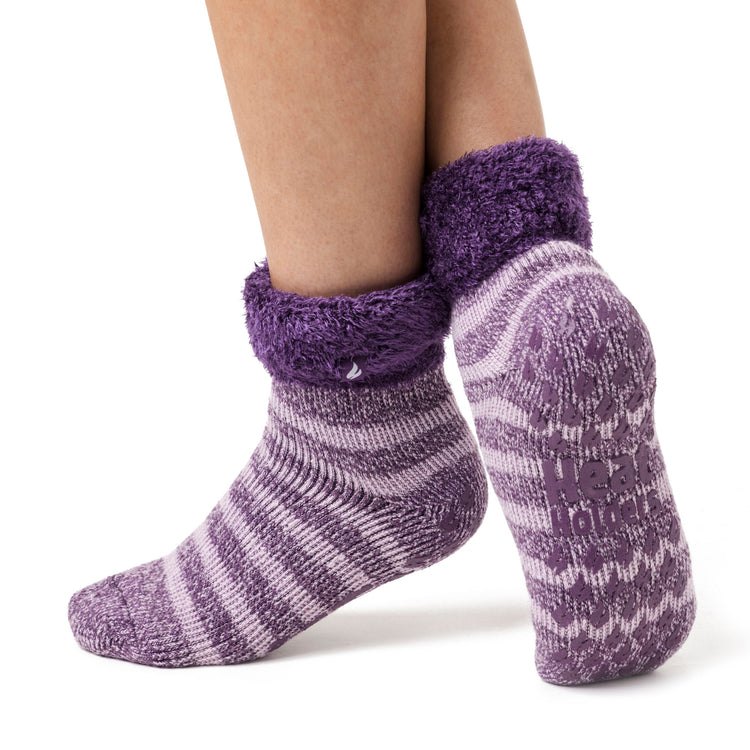 Ladies Original Aukland Lounge Socks with Turnover Top - Purple