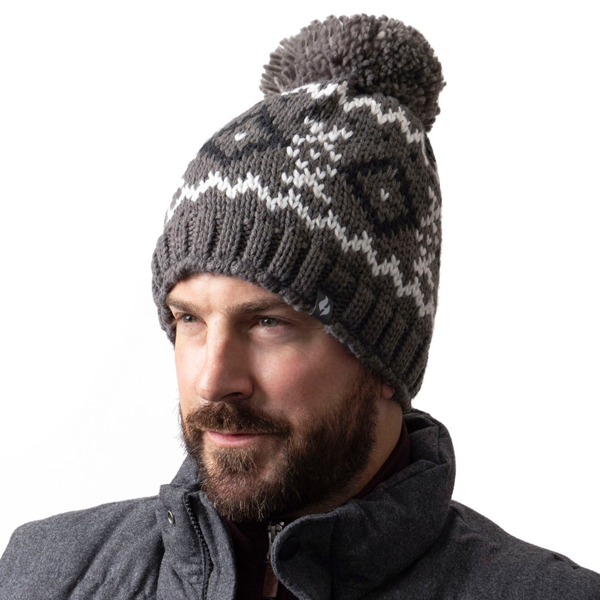 Mens Helsinki Bobble Hat Light Grey Heat Holders