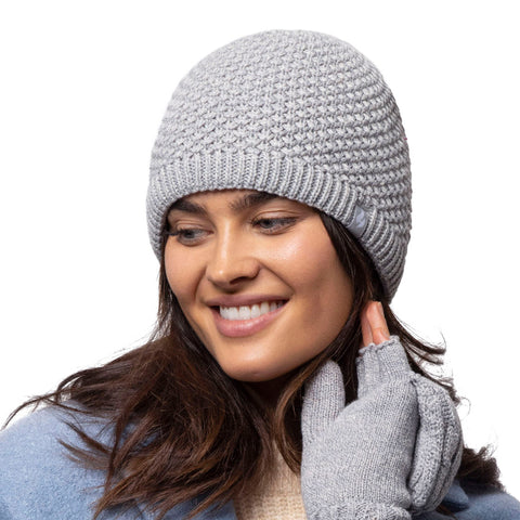 Ladies Nora Knitted Hat - Light Grey