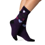 Ladies Lite Matlock Jacquard Socks - Purple Hearts