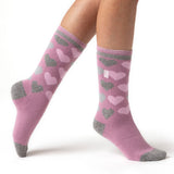 Ladies Lite Paris Hearts Socks - Mauve