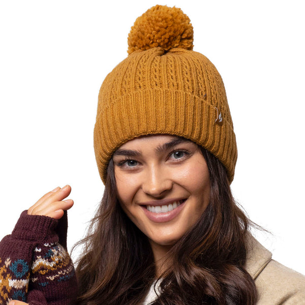 Ladies Ellery Pom Pom Hat - Mustard