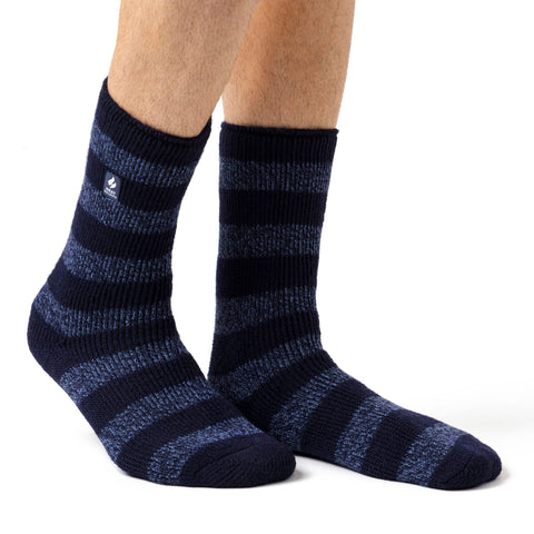 Mens Original Palermo Chunky Stripe Socks - Navy & Denim