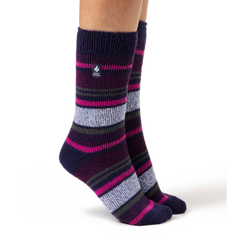 Ladies Original Barcelona Multi Stripe Socks - Navy