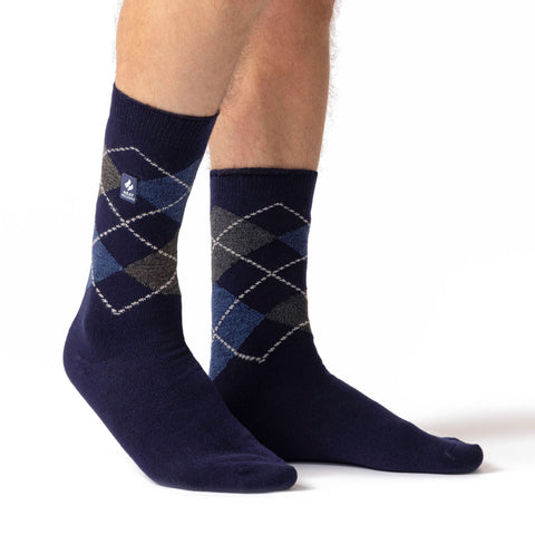 Mens Ultra Lite Caracas Argyle Socks - Navy