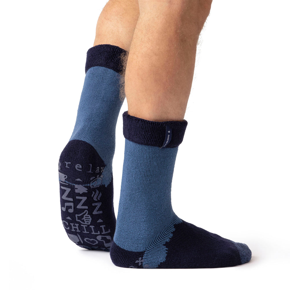 Mens Lite Robin Lounge Socks with Turnover Top - Navy