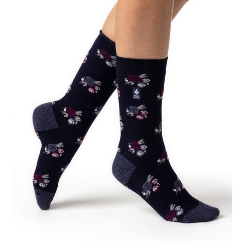 Ladies Ultra Lite Murcia Floral Socks - Navy