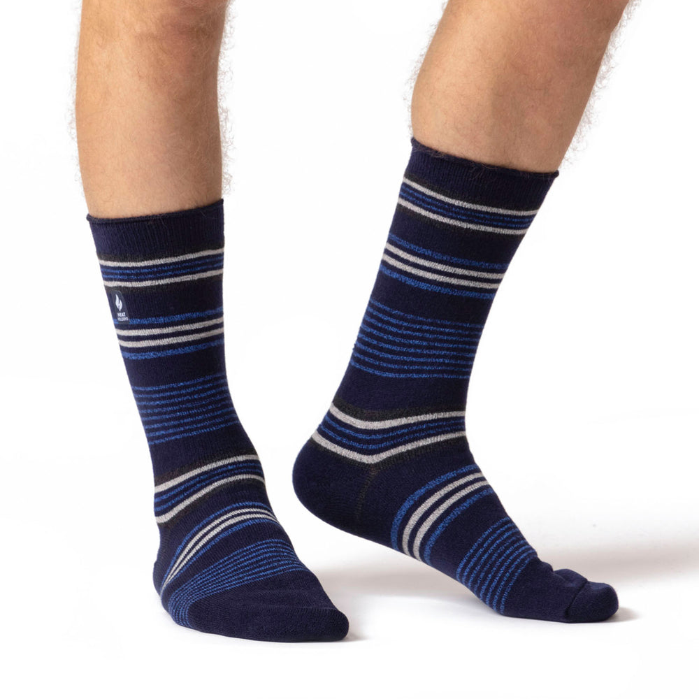 Mens Ultra Lite Santiago Stripe Socks - Navy