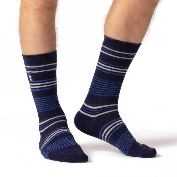 Mens Ultra Lite Santiago Stripe Socks - Navy