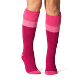 Ladies Original Long Ski & Snow Sports Socks - Pink, Light Pink & Raspberry