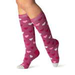 Ladies Lite Mahonia Long Socks - Pink Hearts