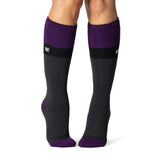 Ladies Original Long Ski & Snow Sports Socks - Purple, Black & Charcoal