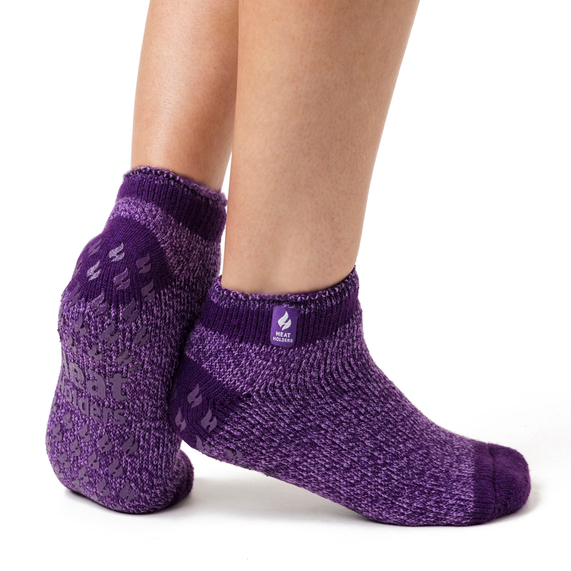 Heat Holders Women's Slipper Socks With Grippers - Non-Slip - Violet - UK 4-8 / US 5-9