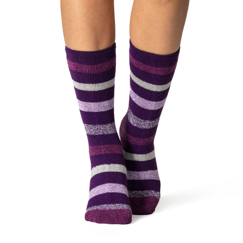 Ladies Lite Jasmine Socks - Purple Stripe