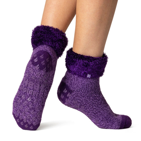 Ladies Original Wendy Lounge Socks with Turnover Top - Purple