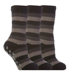 Special Offer 3 Pairs Kids Thermal Slipper Socks - Charcoal Stripe