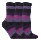 Special Offer 3 Pairs Kids Thermal Slipper Socks - Purple Stripe