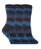 Special Offer 3 Pairs Kids Thermal Slipper Socks - Blue Stripe