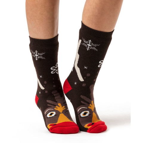 Ladies Dual Layer Christmas Socks - Rudolph