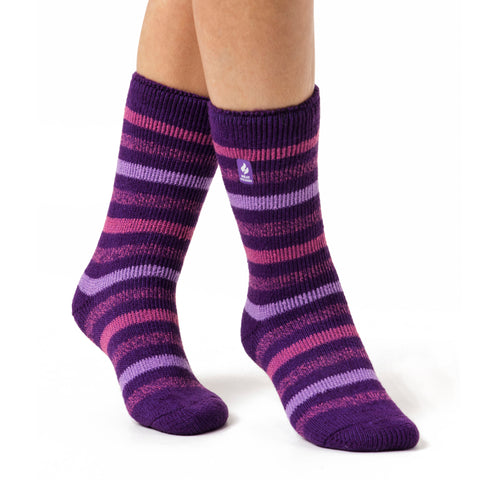 Ladies Original Rosebud Stripe Socks - Purple