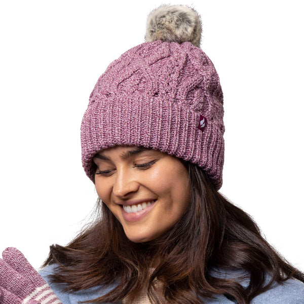 Ladies Solna Pom Pom Hat - Rose