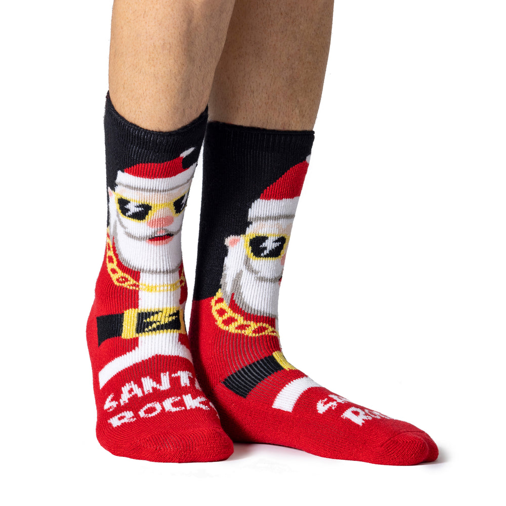 Mens Lite Christmas Socks - Cool Santa